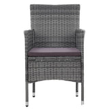 NNEVL 3 Piece Garden Dining Set Poly Rattan Grey