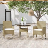 NNEVL 3 Piece Garden Dining Set Poly Rattan Beige