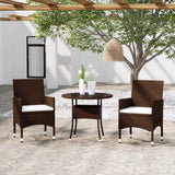 NNEVL 3 Piece Garden Dining Set Poly Rattan Brown