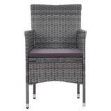 NNEVL 3 Piece Garden Dining Set Poly Rattan Grey