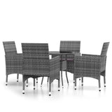 NNEVL 5 Piece Garden Dining Set Poly Rattan Grey