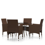 NNEVL 5 Piece Garden Dining Set Poly Rattan Brown
