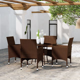 NNEVL 5 Piece Garden Dining Set Poly Rattan Brown