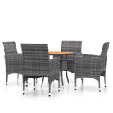 NNEVL 5 Piece Garden Dining Set Poly Rattan Grey