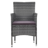 NNEVL 5 Piece Garden Dining Set Poly Rattan Grey