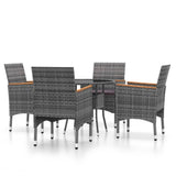 NNEVL 5 Piece Garden Dining Set Poly Rattan Grey