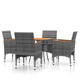 NNEVL 5 Piece Garden Dining Set Poly Rattan Grey