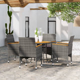 NNEVL 5 Piece Garden Dining Set Poly Rattan Grey