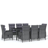 NNEVL 9 Piece Garden Dining Set Poly Rattan Grey