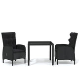 NNEVL 3 Piece Garden Dining Set Poly Rattan Black