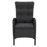 NNEVL 3 Piece Garden Dining Set Poly Rattan Black