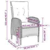 NNEVL 3 Piece Garden Dining Set Poly Rattan Black