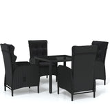 NNEVL 5 Piece Garden Dining Set Poly Rattan Black