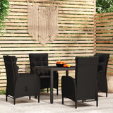 NNEVL 5 Piece Garden Dining Set Poly Rattan Black