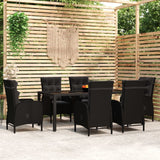 NNEVL 7 Piece Garden Dining Set Poly Rattan Black