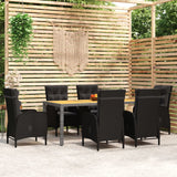 NNEVL 7 Piece Garden Dining Set Poly Rattan Black
