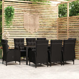NNEVL 9 Piece Garden Dining Set Poly Rattan Black