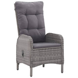 NNEVL 3 Piece Garden Dining Set Poly Rattan and Glass Grey