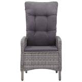 NNEVL 3 Piece Garden Dining Set Poly Rattan and Glass Grey