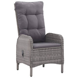 NNEVL 3 Piece Garden Dining Set Poly Rattan and Acacia Wood Grey