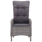 NNEVL 3 Piece Garden Dining Set Poly Rattan and Acacia Wood Grey
