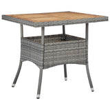 NNEVL 3 Piece Garden Dining Set Poly Rattan and Acacia Wood Grey