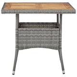 NNEVL 3 Piece Garden Dining Set Poly Rattan and Acacia Wood Grey