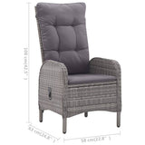 NNEVL 3 Piece Garden Dining Set Poly Rattan and Acacia Wood Grey