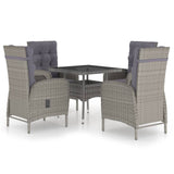 NNEVL 5 Piece Garden Dining Set Poly Rattan and Glass Grey
