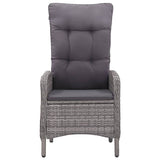 NNEVL 5 Piece Garden Dining Set Poly Rattan and Glass Grey