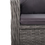 NNEVL 5 Piece Garden Dining Set Poly Rattan and Glass Grey