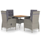 NNEVL 5 Piece Garden Dining Set Poly Rattan and Acacia Wood Grey