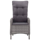 NNEVL 5 Piece Garden Dining Set Poly Rattan and Acacia Wood Grey