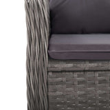 NNEVL 5 Piece Garden Dining Set Poly Rattan and Acacia Wood Grey