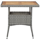 NNEVL 5 Piece Garden Dining Set Poly Rattan and Acacia Wood Grey