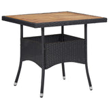NNEVL 5 Piece Garden Dining Set Poly Rattan and Acacia Wood Black