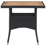 NNEVL 5 Piece Garden Dining Set Poly Rattan and Acacia Wood Black