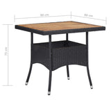 NNEVL 5 Piece Garden Dining Set Poly Rattan and Acacia Wood Black