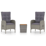 NNEVL 3 Piece Garden Bistro Set Poly Rattan and Acacia Wood Grey
