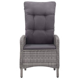 NNEVL 3 Piece Garden Bistro Set Poly Rattan and Acacia Wood Grey