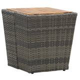 NNEVL 3 Piece Garden Bistro Set Poly Rattan and Acacia Wood Grey