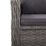 NNEVL 3 Piece Garden Bistro Set Poly Rattan and Acacia Wood Grey
