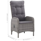 NNEVL 3 Piece Garden Bistro Set Poly Rattan and Acacia Wood Grey