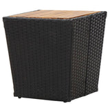 NNEVL 3 Piece Garden Bistro Set Poly Rattan and Acacia Wood Black