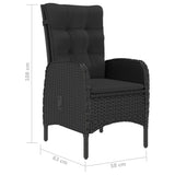 NNEVL 3 Piece Garden Bistro Set Poly Rattan and Acacia Wood Black