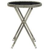 NNEVL 3 Piece Garden Bistro Set Poly Rattan and Glass Grey