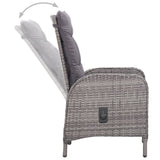 NNEVL 3 Piece Garden Bistro Set Poly Rattan and Glass Grey