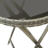 NNEVL 3 Piece Garden Bistro Set Poly Rattan and Glass Grey