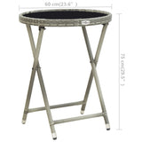 NNEVL 3 Piece Garden Bistro Set Poly Rattan and Glass Grey