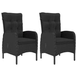 NNEVL 3 Piece Garden Bistro Set Poly Rattan and Glass Black